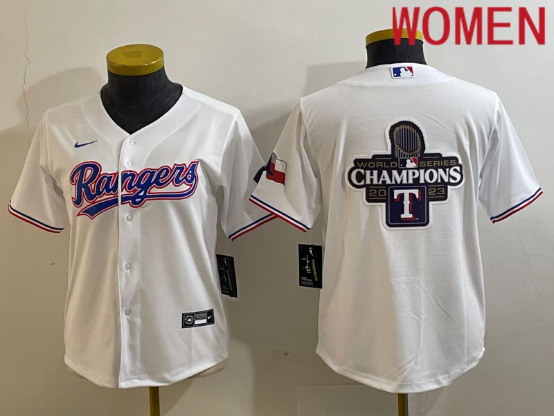 Women Texas Rangers Blank White Game Nike 2023 MLB Jersey style 3->youth mlb jersey->Youth Jersey
